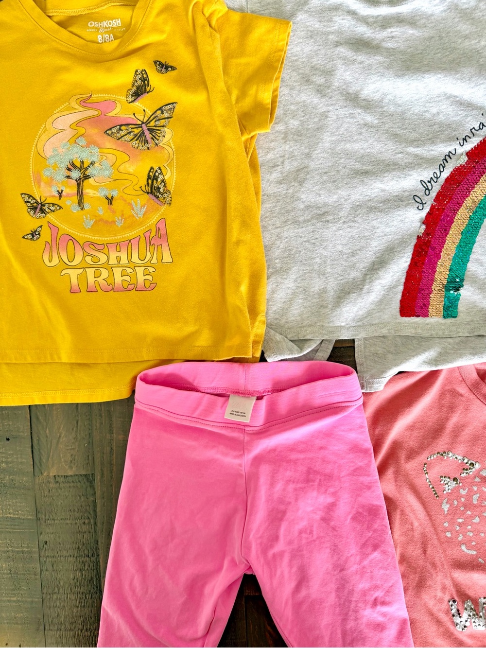 ZARA OSHKOSH Girls Size 8 Clothing Bundle 5pc Graphic Tees Shorts Lot Pink - Picture 4 of 9